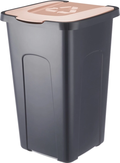 Poubelle de tri 50 l noire – Marron