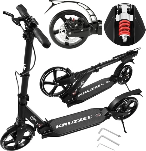 Trottinette urbaine pliable Kruzzel Hyperion avec roues de 200 mm, suspension et frein à disque