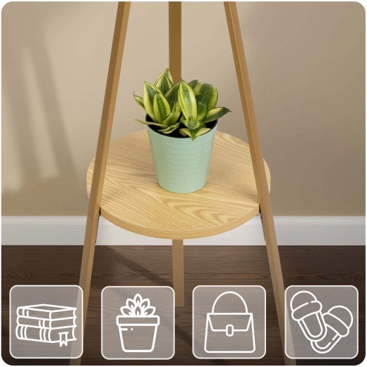 Étagère inférieure en bois pour sacs et accessoires
