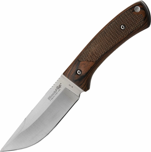 Couteau de chasse Black Fox Companion 11 cm en bois Pakka avec étui en cuir