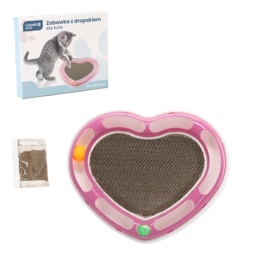 Jouet interactif en forme de cœur pour chat avec griffoir en carton