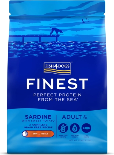 Fish4Dogs Finest croquettes pour chiens adultes de petites races à la sardine et aux patates douces 1,5 kg