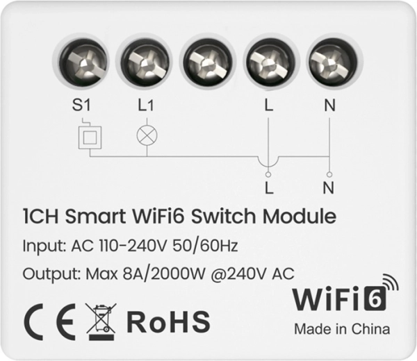 Module d’interrupteur intelligent Avatto Wi‑Fi 6 avec mesure de consommation