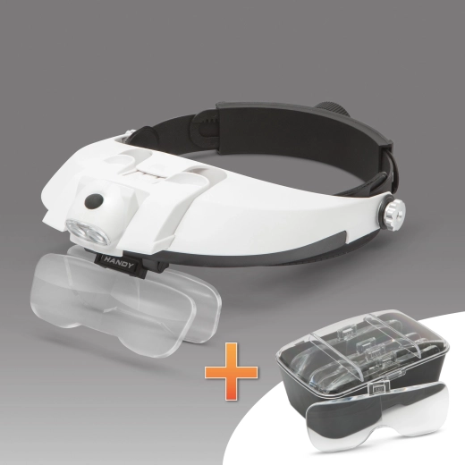 Loupe serre-tête avec éclairage LED et lentilles interchangeables