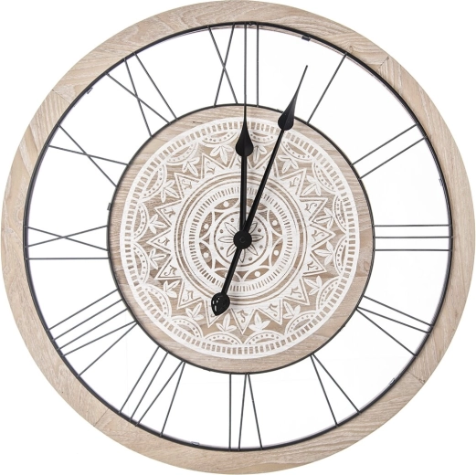 Horloge murale avec motif mandala beige 60 cm
