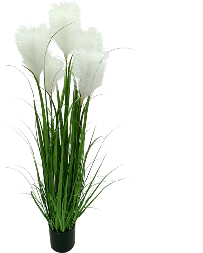 Herbe de la pampa artificielle blanche en pot 120 cm Garden Line
