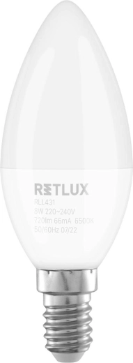 Ampoule LED Retlux en forme de flamme C37 E14 8 W blanc lumière du jour