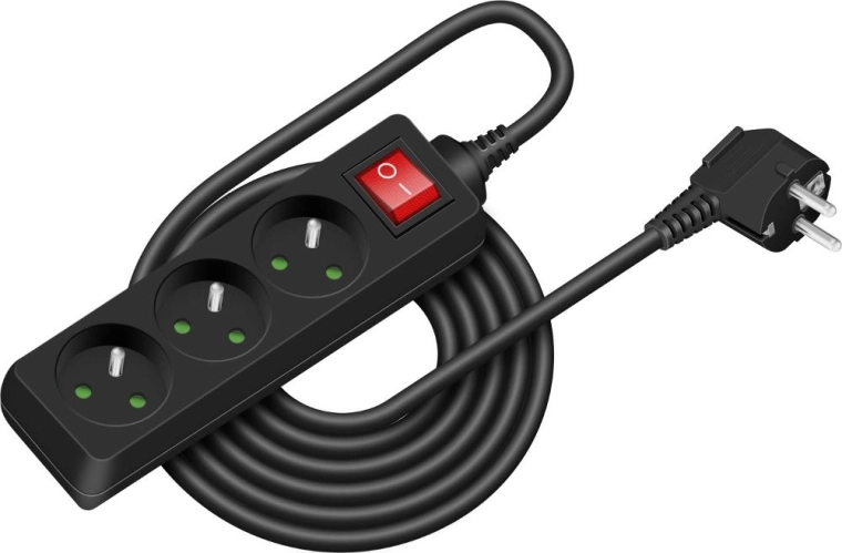 Rallonge électrique RETLUX avec interrupteur, 5 m, 3 prises
