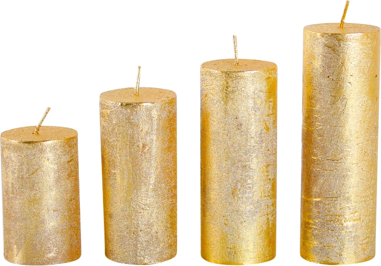 Bougies de l’Avent rustiques Provence dorées, 4 pièces