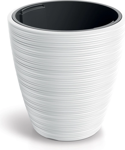Pot de fleurs en plastique avec insert Vena Round 30 cm blanc