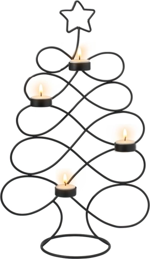 Chandelier en métal noir en forme de sapin de Noël 49 cm