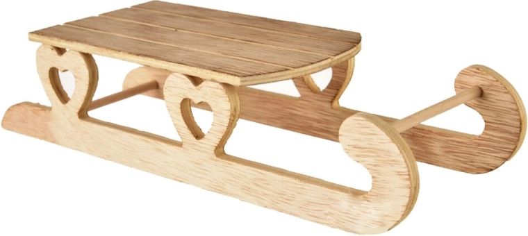 Traîneau décoratif en bois beige 25 × 9 × 6 cm