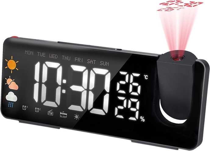 Réveil projecteur Solight avec station météo et radio FM