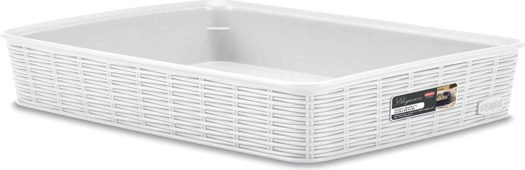 Panier de rangement en plastique Elegance – Blanc