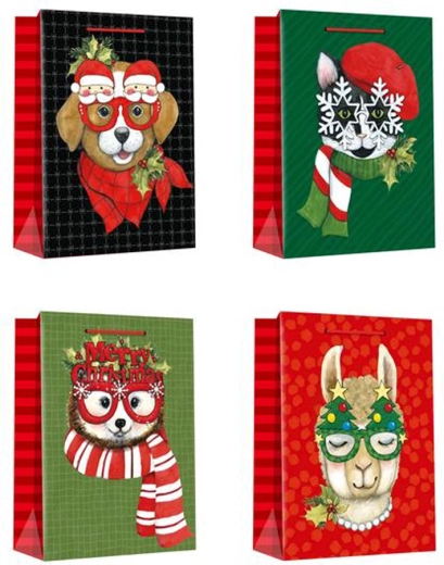 Sac cadeau de Noël 32 × 26 × 10 cm – motifs assortis
