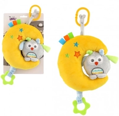 Doudou d’endormissement en peluche lune avec hibou à remonter avec mélodie - 1 pièce
