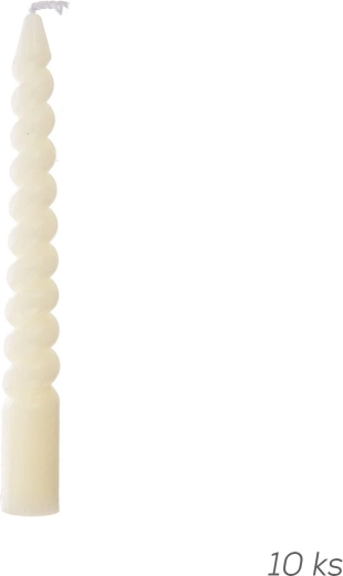 Bougies torsadées décoratives de 10 cm - 10 pièces – Crème