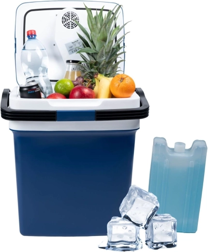 Glacière portable pour voiture avec fonction de chauffage, 29 l, bleue