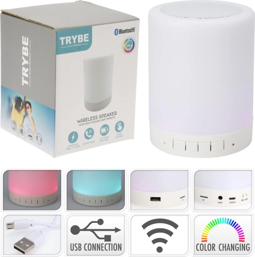 Enceinte Bluetooth sans fil avec éclairage, blanche