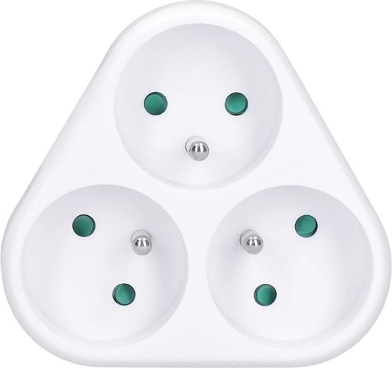 Solight multiprise triangulaire à brancher sur une prise 3 × 10 A blanche