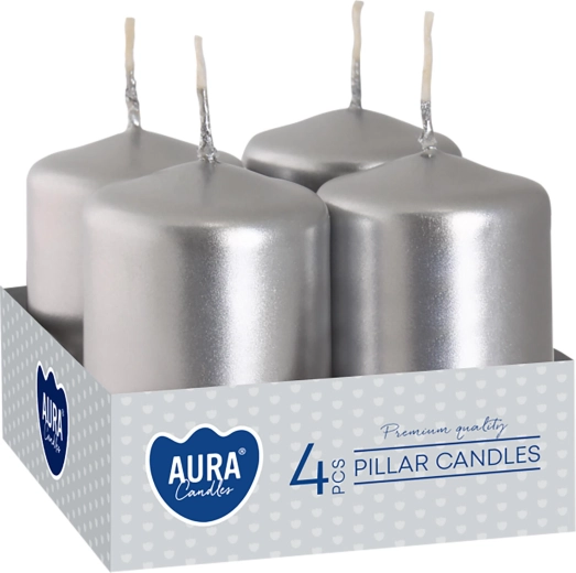 Bougies de l’Avent argentées métallisées 60 × 40 mm - 4 pièces