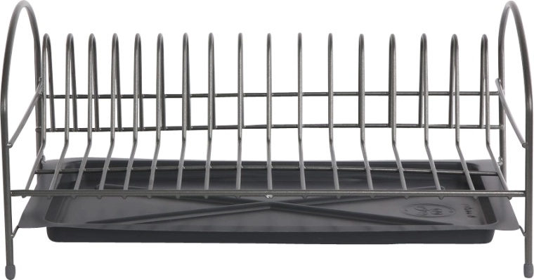 Égouttoir à vaisselle 1 niveau 40 cm avec plateau d’égouttage, argenté