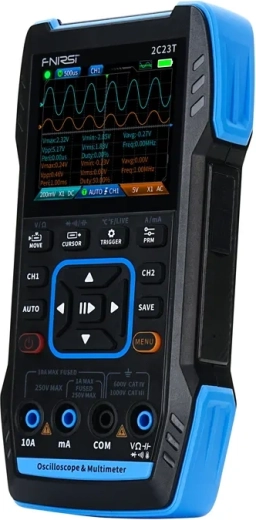 Oscilloscope portable FNIRSI 3-en-1 avec multimètre et générateur de signaux