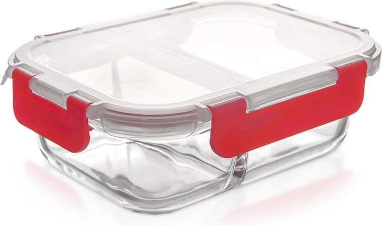 Boîte alimentaire en verre compartimentée avec couvercle et joint 950 ml