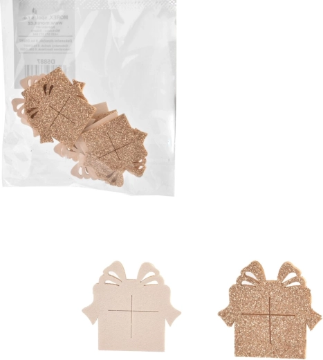 Décorations en bois en forme de cadeau blanc-marron, 8 pièces, 4,5 cm