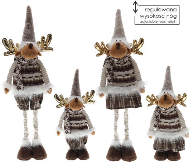 Renne en peluche de Noël avec pattes réglables 55–90 cm marron - 1 pièce
