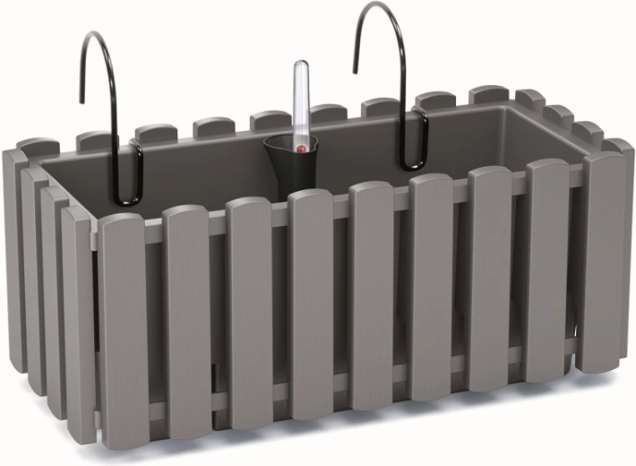 Jardinière suspendue auto-irrigante pour rambarde 38 cm, pierre grise