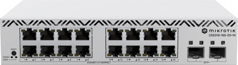 Switch intelligent MikroTik 16× Gigabit Ethernet et 2× SFP+