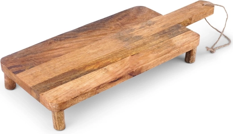 Planche de service en bois de manguier sur pieds