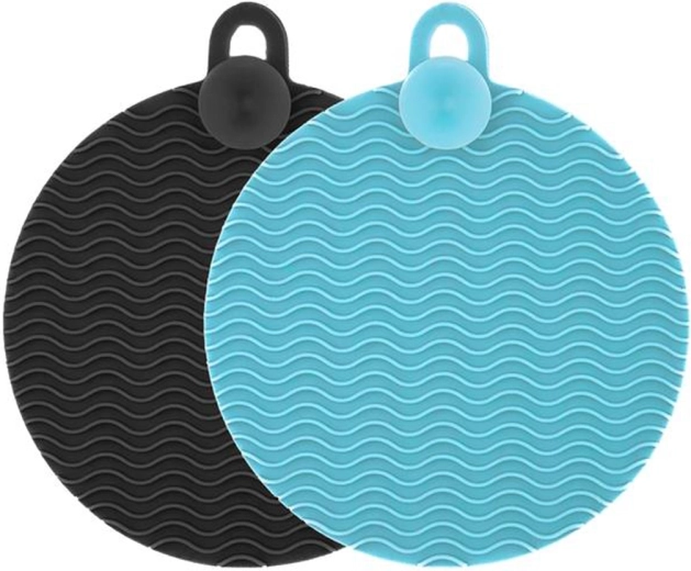 Set d’éponges en silicone pour vaisselle, turquoise et gris (2 pièces)