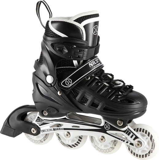 Patins pour enfants 4-en-1 NILS Extreme NH10905 – patins réglables en ligne, sur glace et à roulettes (quad) avec roues LED – M (35-38)