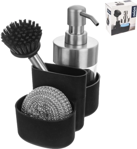 Distributeur de liquide vaisselle en inox avec organiseur 0,35 l