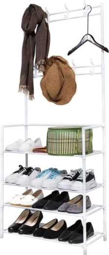Portant à vêtements sur pied avec étagères blanc 80 × 26 × 150,5 cm