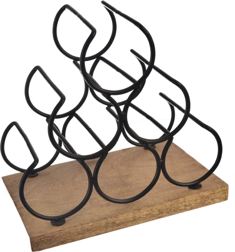 Porte-bouteilles en bois de manguier et métal Black