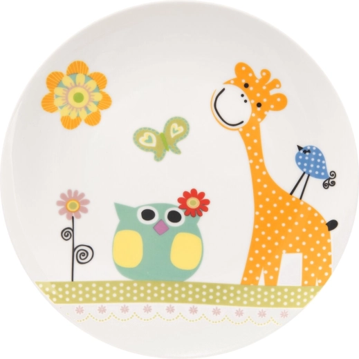 Assiette enfant peu profonde à compartiments, motif GIRAFE, 21 cm