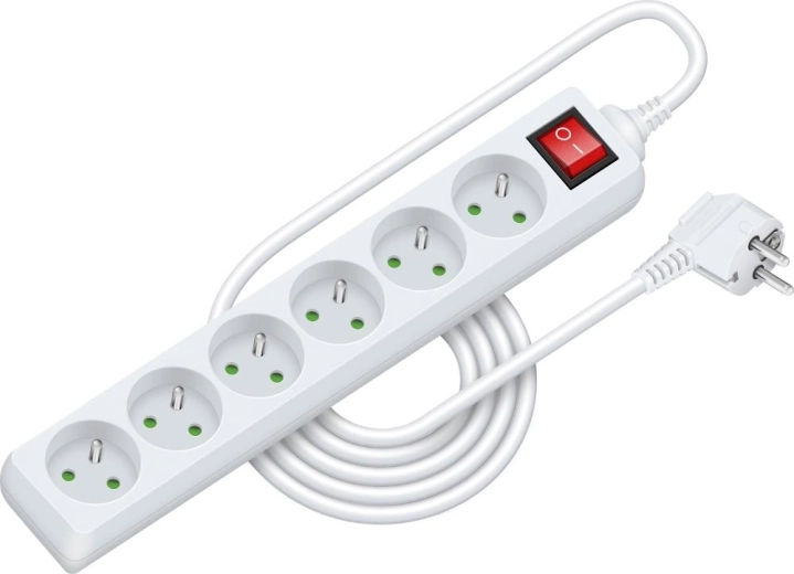 Rallonge électrique Retlux avec interrupteur, 6 prises, 3 m