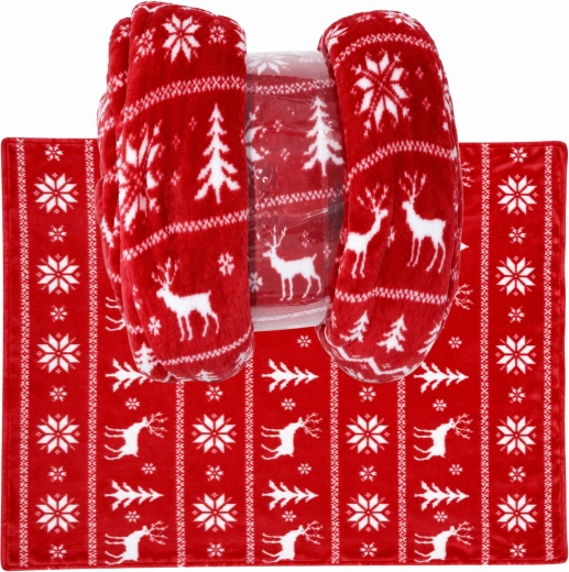 Plaid de flanelle de Noël avec motif de rennes 150 × 200 cm - 1 pièce