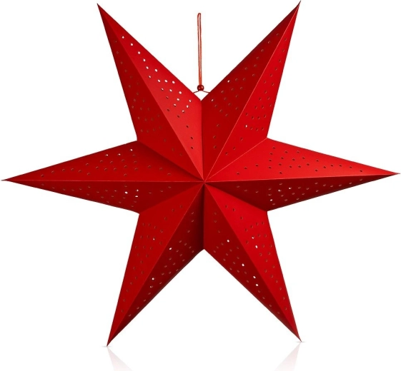 Grande étoile décorative ajourée en papier rouge Vilde, 75 cm