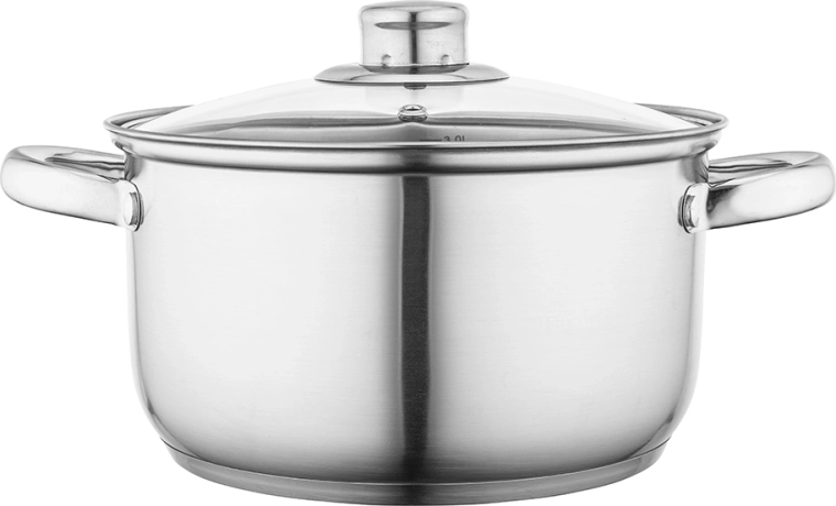 Marmite en acier inoxydable Altom Design Fabio avec couvercle en verre, 20 cm, 3,6 l