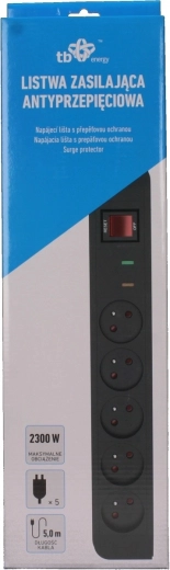 Multiprise parafoudre Energy avec 5 prises et câble de 5 m