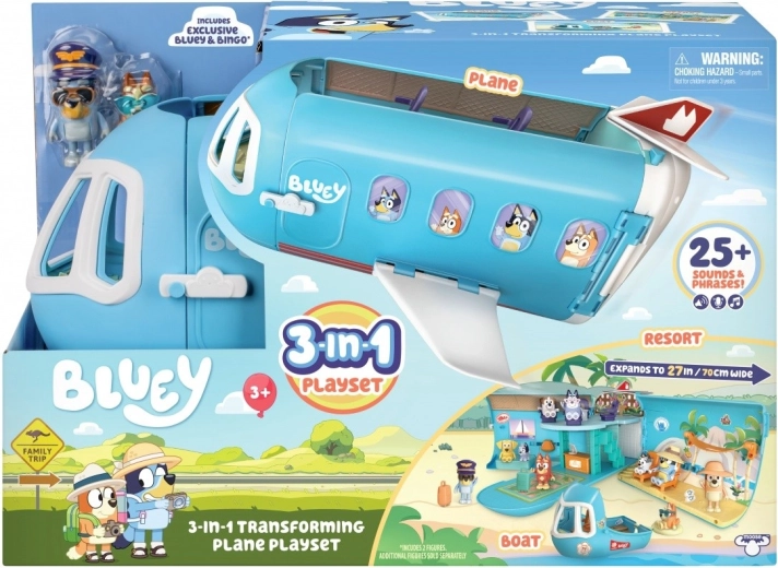 Bluey Avion 3 en 1 avec 2 figurines