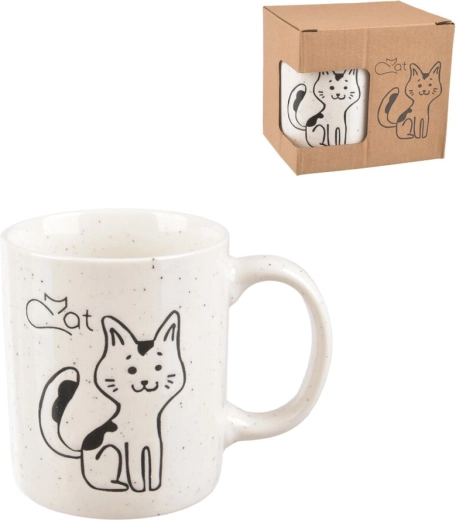 Tasse en porcelaine blanche avec motif chat