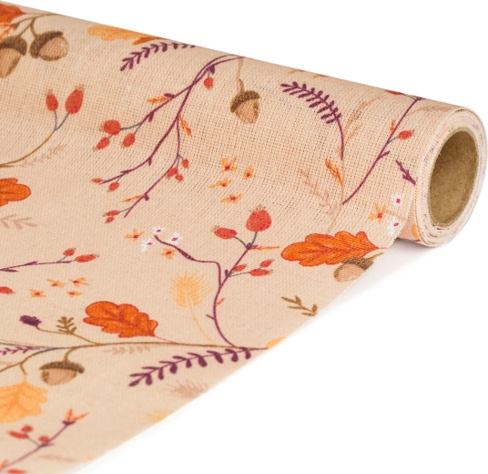 Chemin de table décoratif à motif de branches et de feuilles 180 × 28 cm