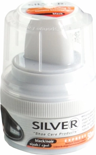 Crème auto-brillante Silver pour chaussures avec applicateur, noire 50 ml