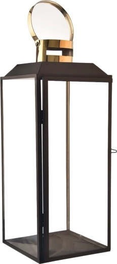 Grande lanterne décorative noir et or 42 cm