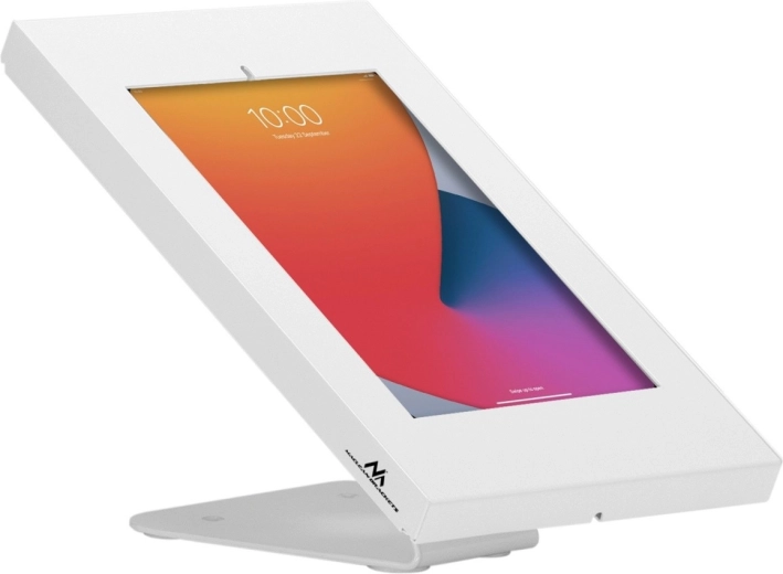 Support verrouillable Maclean pour tablette, à poser sur table ou à fixer au mur, blanc